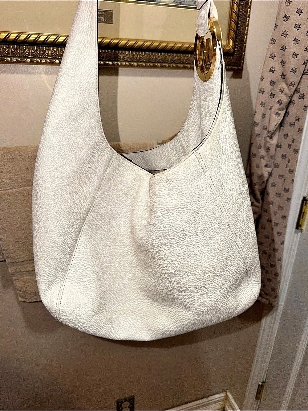 Michael Kors Leather Hobo Bag in White